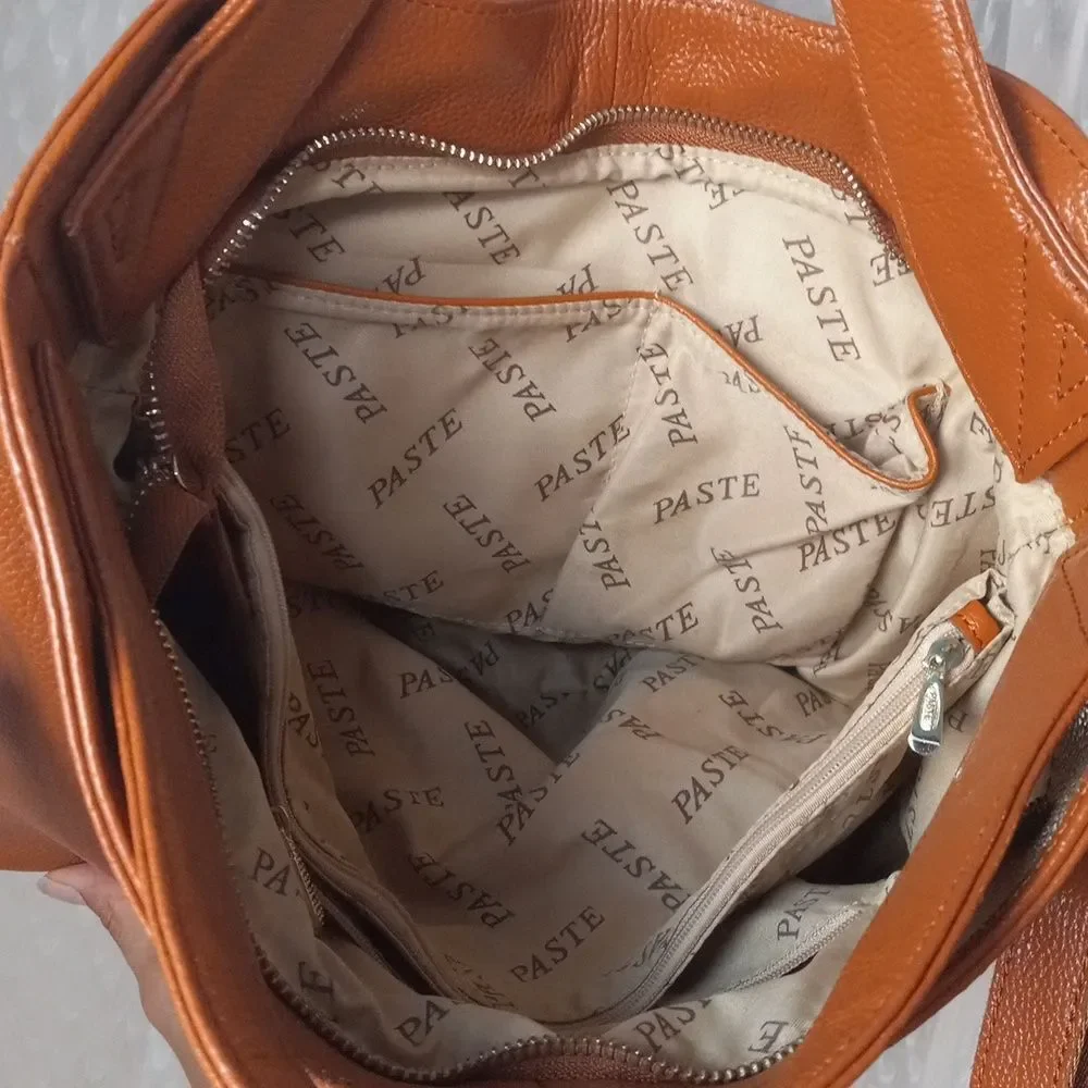 Paste Brand Tan Leather Purse With Removable Adjustable Strap